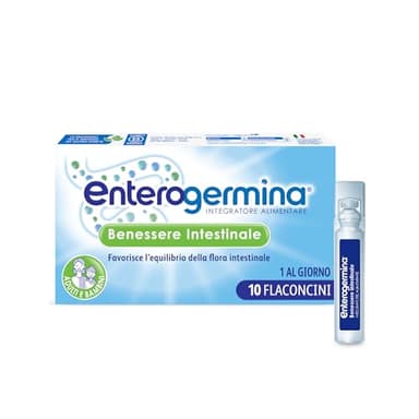 Enterogermina Benessere Intestinale, Fermenti Lattici Probiotici, Integratori Adulti e Bambini 3+ Favorisce l’Equilibrio della Flora Batterica Intestinale, Senza Glutine (10 Flaconcini/5 ml)