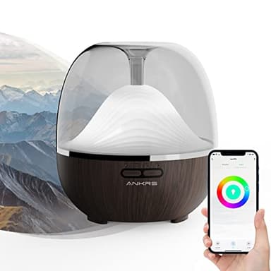 Ankrs Alexa Smart Diffusore di Aromi Oli Essenziali Wifi 600ml, Design Unico, Umidificatore Ambiente Profumatore Ultrasuoni con Luce Multicolore