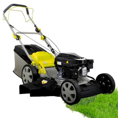 Avilia Rasaerba a Scoppio Semovente con Taglio 51cm, Sacco di Raccolta 65L - Tosaerba con Trazione Posteriore, Taglio con Scarico Posteriore e Laterale, 8 Altezze di Taglio, 4kW, 5.4HP, 154x53x104cm