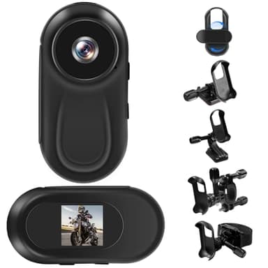 Yadayuki Action Cam,Fotocamera Sportiva Portatile a 360°,HD 1080P Mini BodyCam con Audio e Video Videocamera,Telecamera da Casco/Moto Action Camera Animali Esterno
