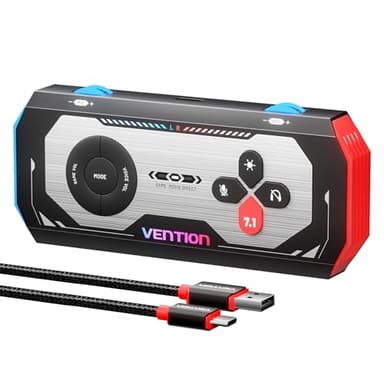 VENTION 7.1 Gaming DAC Scheda Audio USB Esterna, Suono Surround Virtuale 7.1, 24bit/192KHz, Sistema di Luce RGB, Amplificatore Audio Gaming Compatibile con PS5, PS4, Xbox One, Nintendo Switch, PC