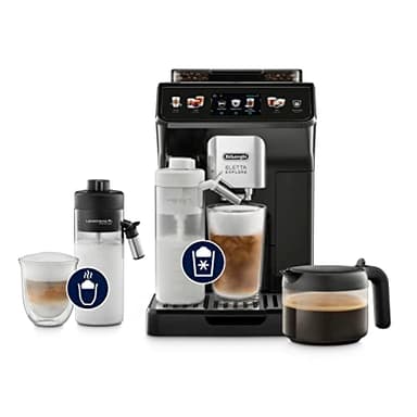 De'Longhi Eletta Explore ECAM452.67.G, Macchina da Caffè Automatica, Schiume di latte calde e fredde in automatico, oltre 50 Bevande, Schermo Touch a Colori, Caraffa Caffè Americano Inclusa, Grigio