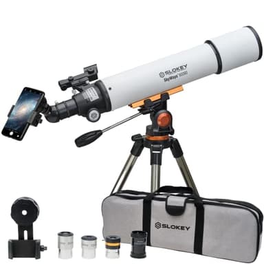 Slokey Telescopio Astronomico Professionale Portatile 16x-120x - Telescopio Astronomico per Adulti e Bambini per Luna e Pianeti - Obiettivo 70 mm con Treppiede, Oculari 25 mm e 10 mm, Lente Barlow 3x