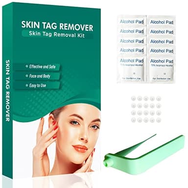 Rimozione della Verruca Peduncolare Kit, Auto Skin Tag Remover, 2 in 1 Elimina Fibromi Penduli 2-8 mm, Sicuro e indolore Penna per Rimozione Delle Etichette Della Pelle with 20 Bands & 36 Patch