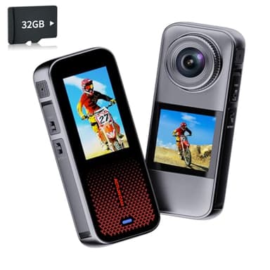 Action Cam Doppio Schermo Macchina Fotografica Subacquea Action Cam Moto Con Scheda di Memoria da 32 GB e Vari Accessori Telecamera Subacquea