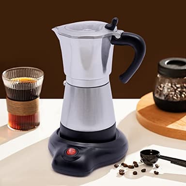 Macchina Caffè 480W Caffettiera Elettrica 300ml con Base per 6 tazze Espresso Moka Elettrica Macchina Caffè Portatile per Casa, Festa, Caffetteria, L'ufficio, Dormitorio, Negozio Tè Al Latte