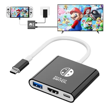 DUEQID Adattatore USB C a HDMI per switch NS/OLED, Dock 3 in 1 TV Switch Adattatore con cavo HDMI 4K, ricarica 100 W tipo C, compatibile con switch NS/OLED, Steam Deck, Smartphone, PC (nero)