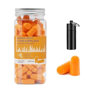 Tappi Orecchie Dormire, 60 Paia Tappi Per Le Orecchie In Spugna Schiuma, Con Custodia Portatile, 38db SNR Ear Plugs, Per Insonorizzanti, Dormire, Studia, Lavoro