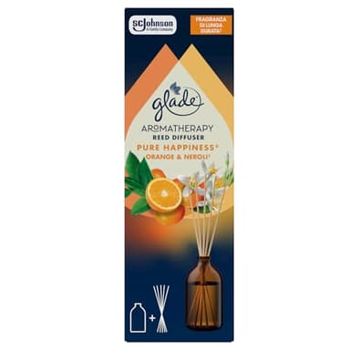 Glade Aromatherapy Diffusore di Oli Essenziali a Bastoncini, Fragranza Pure Happiness Arancia e Neroli, 1 Confezione da 1 Diffusore da 80 ml