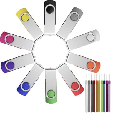 Chiavette USB 8GB Pendrive 10 Pezzi Pennette USB 2.0 - Portatile Pen Drive 8 GB Chiavetta USB Metallo Colarate Memoria USB - FEBNISCTE Penna USB 8 Giga Pennina Girevole Regalo con Cordini