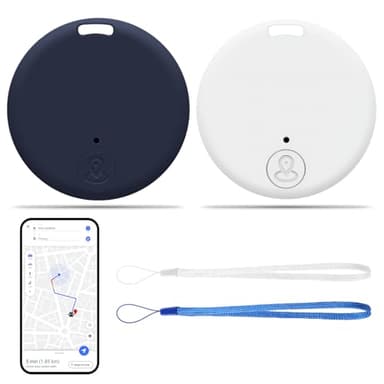2 Pezzi Localizzatore Bluetooth 5.2 per Chiavi, Borse, Portafogli, Animali, Valigie | Tracker GPS Smart Compatibile con iOS e Android, Allarme Sonoro, Ricerca Bidirezionale, Batteria Rimovibile