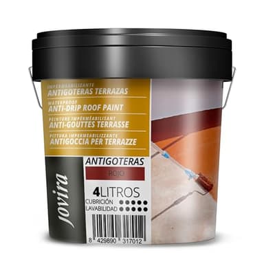 JOVIRA PINTURAS Pittura impermeabilizzante antigoccia per terrazze. Gomma elastica. Previene le perdite su tutti i tipi di tetti e terrazze. (4 l, Rosso)
