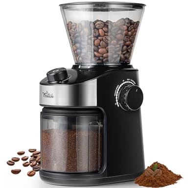 La Moustache - Macinacaffè Elettrico【200W】e Regolabile in Acciaio Inox con 25 Livelli per 8 Tazze, Coffee Grinder Automatico, Indicatore LED, Spazzola e Timer per Espresso (GrindMaster Black)