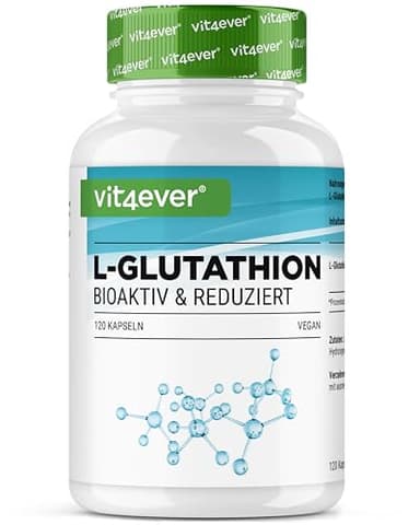 L-Glutatione - 120 capsule con 500 mg per capsula - Premium: glutatione ridotto e bioattivo da fermentazione - Altamente dosato - Vegan