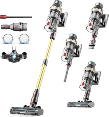 Linkifly XT1 Aspirapolvere Senza Fili Potente 550W 50KPa, Autonomia 60 Min, Display LED Touch, Batteria Rimovibile, Spazzola Anti-Groviglio, Filtrazione 5 Stadi, Ideale per Pavimenti e Peli di Animali