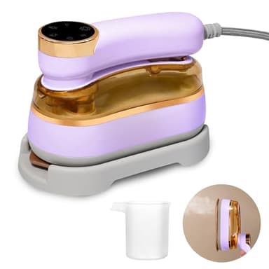 HNCY Mini Ferro da Stiro da Viaggio, 1200W Ferro Da Stiro Portatile, Mini Ferro da Viaggios Girevole 180° Pieghevole,20s Riscaldamento Rapido, Stiratore Verticale per Uso Domestico e in Viaggio, Viola