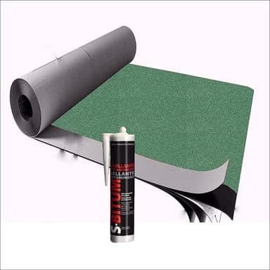 FUTURAZeta - Membrana Guaina Catramata Bituminosa AUTOADESIVA Ardesiata professionale Impermeabilizzante, Altezza 1 metro, Colore Verde (10 Mq)