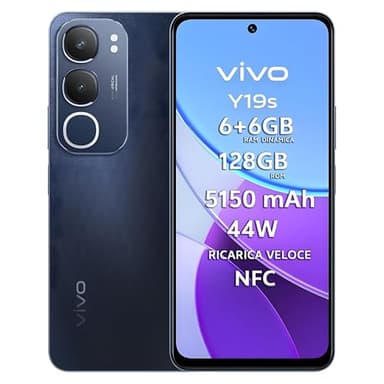 vivo Y19s Smartphone 4G, 6+6 GB RAM+128 GB, Fotocamera AI 50MP, Batteria 5150 mAh, Ricarica Veloce 44W, Display 6.68” 90Hz 1000 Nits, Audio 300% Stereo, UltraSottile 8.1mm