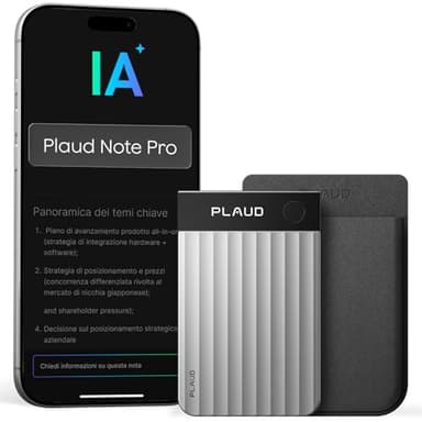 Plaud Note Pro Registratore Vocale AI con Custodia Trascrizione Automatica in 112 Lingue Sommari Intelligenti Registrazione Doppia Intelligente Fino a 50 Ore, Perfetto per Riunioni Chiamate Interviste