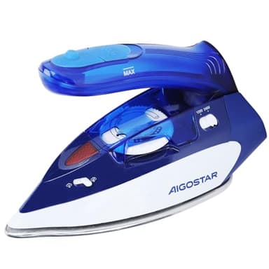 Aigostar Ferro da Stiro a Vapore da Viaggio (Doppio Voltaggio, 1100 W, Piastra in Acciaio Inox, Serbatoio D’acqua da 80 ml. Impugnatura Pieghevole) Piccolo ferro da stiro da viaggio