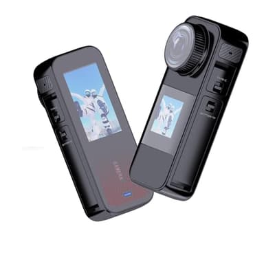 Jadfezy Action Cam con display a colori anteriore e posteriore,telecamera moto, batteria da 1350 mAh e accessori completi