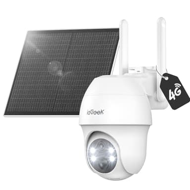 ieGeek 4G Telecamera da Esterno senza Fili,2K 3MP Telecamera Pannello Solare con Sim,Batteria 10000mAh,PTZ 360°,Rilevamento PIR,Visione Notturna a Colori,Chiamata bidirezionale,IP65(Senza WiFi)