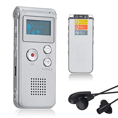 Lychee Professionale Registratore Vocale Digitale Portatile, 1536kbps,8 GB Multifunzionale USB Digital Audio Voice Recorder con Lettore MP3 (Argento)