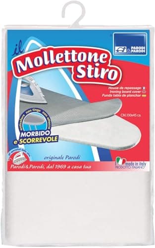PARODI & PARODI Stiromega Mollettone Copriasse, Fodera per ASSE Poliestere con Bordo Elasticizzato, Copertura Anticalcare Tutte Le Assi Mobiletti da Stiro Metallizzato 130x45 cm, Cotone