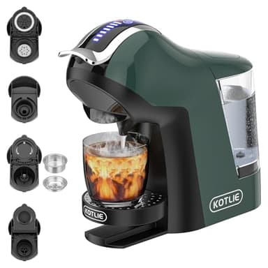 KOTLIE EM-308A Macchina da caffè 5 in 1, supporta doppia estrazione per bevande calde e fredde, con quattro temperature selezionabili e sette livelli di regolazione della quantità di acqua (VERDE)