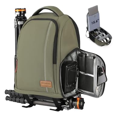 TARION Zaini per fotocamera per fotografi - Borse per fotocamera DSLR Zaino fotografico di grande capacità con custodia per laptop da 15 "Zaino per fotografo con copertura antipioggia TB-02