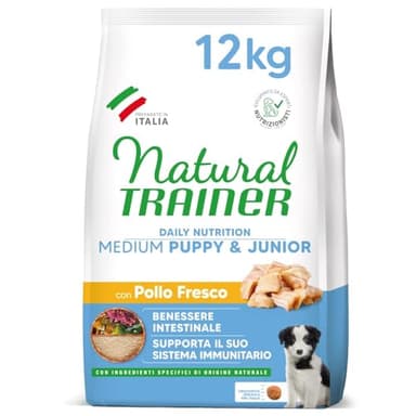 Natural Trainer Medium Cibo per Cani Puppy&Junior con Pollo - 12kg