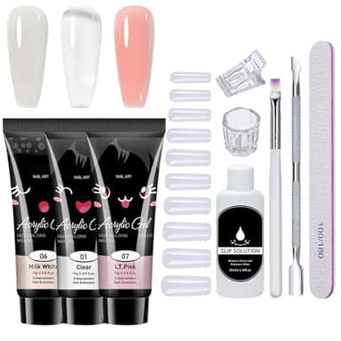 Kit Poly-Gel - Kit Polys Nail Gel - di ricostruzione unghie con P3 Colors Gels Polis | Set completo per nail art a casa, kit completo per unghie in gel Poly per manicure di San , stru