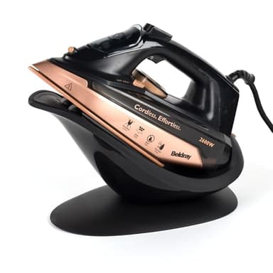 Beldray BEL0747NRG 2 In 1 Handheld Steam Iron – Large Cordless Steam Station, Ceramic Soleplate, 300ml Water Tank, Anti-Calc Function, Use Corded/Cordless, Powerful Steam Burst, Spray Function, 2600W