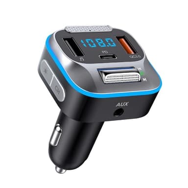 Trasmettitore FM Bluetooth Auto, Adattatore Bluetooth Auto Audio Radio Musicale MP3 Lettore, Chiamata Vivavoce,Caricabatteria Auto,con USB Port 5V/3.1A & 1A,Supporto Chiavetta USB