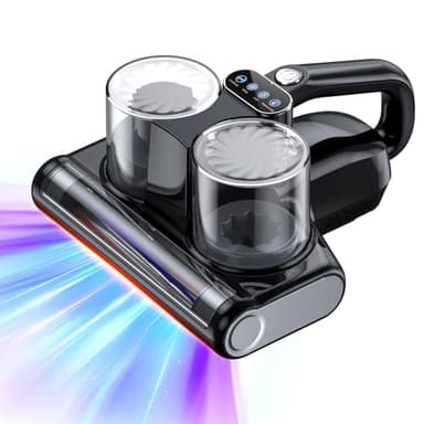 JPHYLL Aspirapolvere per Materassi Battimaterasso Antiacaro con Luce UV-C y 16Kpa Filtro HEPA Riscaldamento Ultrasuoni Aspira Acari Antibatterica Rimuove Allergeni e Polvere 500W Filo Nero