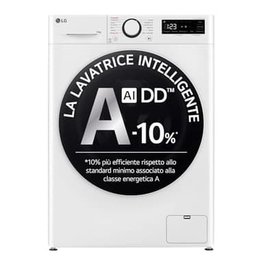 LG F4R5010TSWW Lavatrice 10kg AI DD, Classe A-10%, 1400 Giri, TurboWash, Vapore