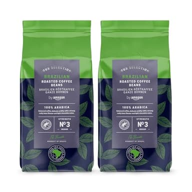 by Amazon Caffè in Grani Brasiliano, Tostatura Media, 1kg (2 Confezioni da 500g) - Certificato Rainforest Alliance