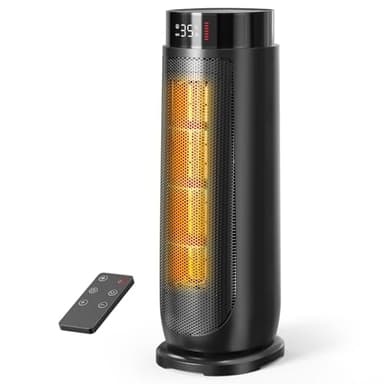 Aroeve Stufetta Elettrica Basso Consumo, Potente 2000W PTC Stufa Elettrica, 4 modalità inclusa ECO, 90° Oscillazione, Timer 24H, Telecomando, Protezione da Surriscaldamento e Ribaltamento, Casa