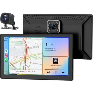 Carplay Auto, 9" Android Auto Wireless, Autoradio Bluetooth con Schermo con 1080P Telecamera Posteriore e Anteriore, Navigazione GPS, Audio Premium, Comando Vocale, Mirror Link, FM, AUX
