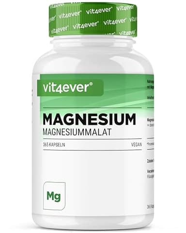 Magnesio malato - 365 capsule - 2000 mg di cui 300 mg di magnesio elementare per dose giornaliera - Fornitura per 4 mesi - Malato di magnesio ad alto dosaggio - Vegan