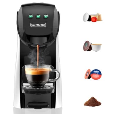 Warriors1 Capsule 4 in 1 per Dolce Gusto, Nespresso OL, Lavazza A Modo Mio Capsule e caffè macinato, pressione 20 bar, serbatoio acqua 0,8 l, macchina espresso | Macchina da caffè per casa e ufficio