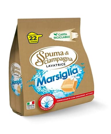 Spuma di Sciampagna - Detersivo Lavatrice Polvere Sapone di Marsiglia, Formula Concentrata con Azione Antigrigio Colori Brillanti, Igienizzante con Ossigeno Attivo - 990 g, 22 Lavaggi