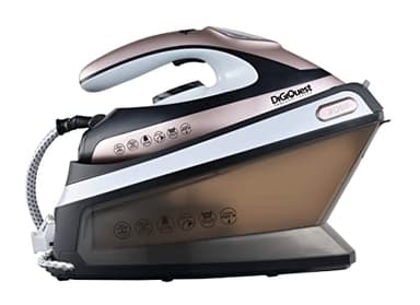 DIGIQUEST Ferro da stiro con caldaia STEAMY BOILY, 2400W, Piastra in Ceramica, Display a Led, Serbatoio Trasparente, Ricarica Acqua Continua, Colpo di Vapore