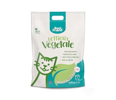 Best Friend - Lettiera Vegetale per Gatti da 5 L di lunga durata. Sabbia Naturale e Super Agglomerante. Smaltibile nell'organico o nel WC. Neutralizza gli odori e non si attacca a zampe e pelo.