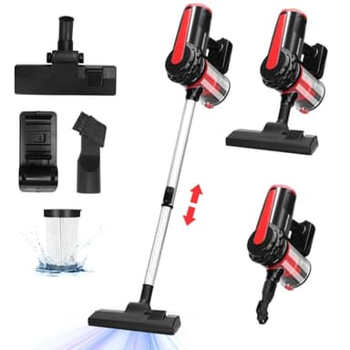 AIGOSTAR Aspirapolvere Senza Sacco,Scopa Elettrica Portatile e Verticale da 600W con Filo,Ciclonico Verticale da 4-in1. Filtrazione a HEPA