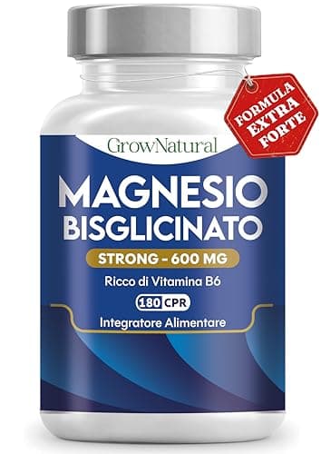 Magnesio Bisglicinato 600mg - 180 Compresse con Vitamina B6 - Magnesio Glicinato forma chelata - Magnesium Glycinate - Integratore Contro Stress e Affaticamento - Supporta Muscoli e Ossa
