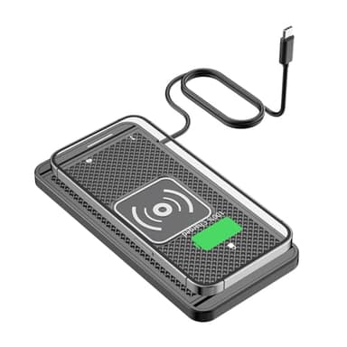 BOROCO Caricatore Wireless Auto Pad, 15W Tappetino di Ricarica Wireless Antiscivolo, 4 Millimetri Ricaricabile Custodia del Telefono Cellulare, Compatibile con iPhone 15 14 13 12 11 Pro Samsung