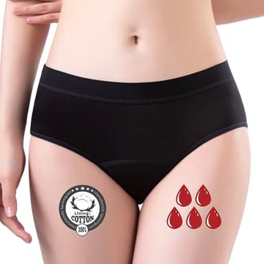 FOTOOL Mutande Mestruali Assorbenti = 4 tamponi Donna Cotone Slip Ciclo Protettive Periodico Intima Mestruale Ecologico con 4 Strati Anti perdite Lavabili (1 Pack,L)