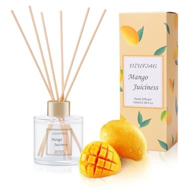 DIUFJAG Profumatore per Ambienti 100ml - Mango,Diffusore Profumo Ambiente con 6 Bastoncini di Fragranza,Diffusore di Fragranze per Bagno,Appartamento,Decorazione della Casa