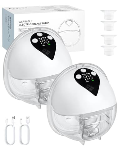 eSynic 2PZ Tiralatte Elettrico Senza Mani con Flangia 27/24/21mm, 4 Modalità & 12 Livelli di Intensità, 150ML Tiralatte Indossabile con Batteria Ricaricabile e Display LED, Auto Spento Dopo 20 Minuti